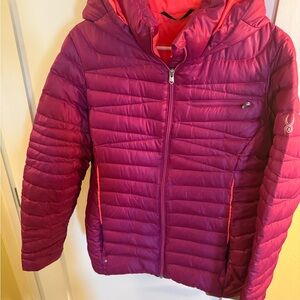 Ladies Pink & Neon Orange Puffer Ski Jacket